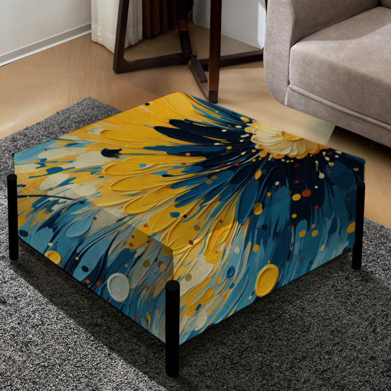 Poupart Doodle Explosion I - grand repose-pieds carré abstrait