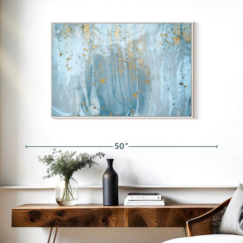 Giard bleu clair, Cadre flottant blanc, 37 po x 25 po