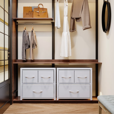  Stackable 3-Drawer Fabric Dresser with Waterproof Wood Top – Closet Organizer & Storage Drawers for Bedroom, Modern Metal Frame Design (2 Tier-2 Pack)