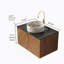Meuble-lavabo de salle de bain 30 po, armoire de rangement murale en contreplaqué avec portes doubles, comptoir en pierre frittée noire et lavabo rond en céramique blanche avec motif de pierre, couleur grain de bois de chêne brun-1350176314