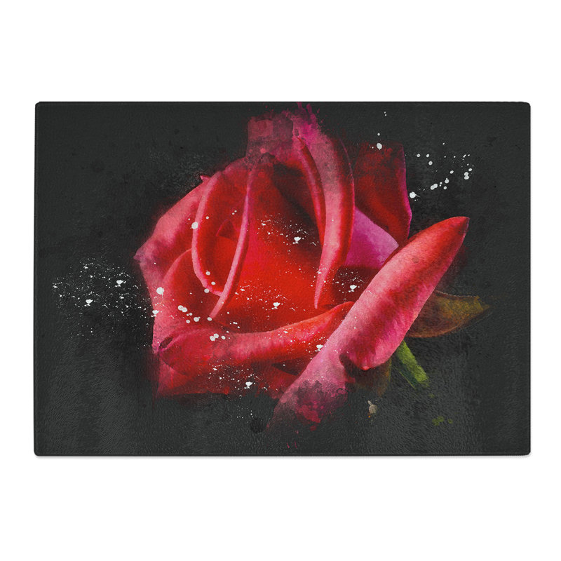 Rose Flower Vol.4 Paint Splash Chopping Board, 0.4cm H x 20cm W x 28.5cm L