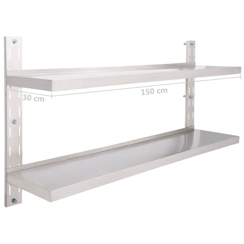 Abrego 2 Piece Metal Floating Shelf, 18 cm H x 150 cm W x 30 cm D