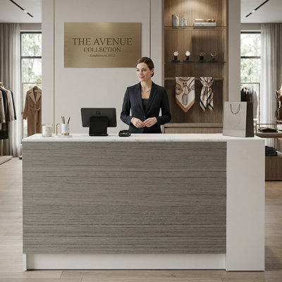 Nayvia Manufactured Wood Reception Desk With Filing Cabinet