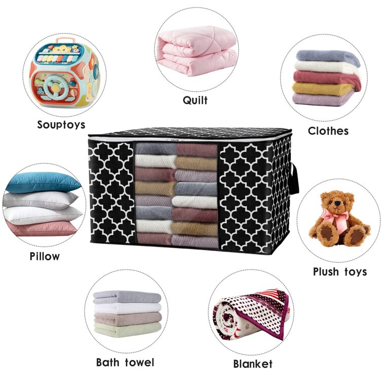 SLEEPING LAMB 120L Extra Large Blanket Storage Bags Breathable Clothes  Storage Containers for King Comforter Bedding Pillow Sheet, Reinforced  Handles