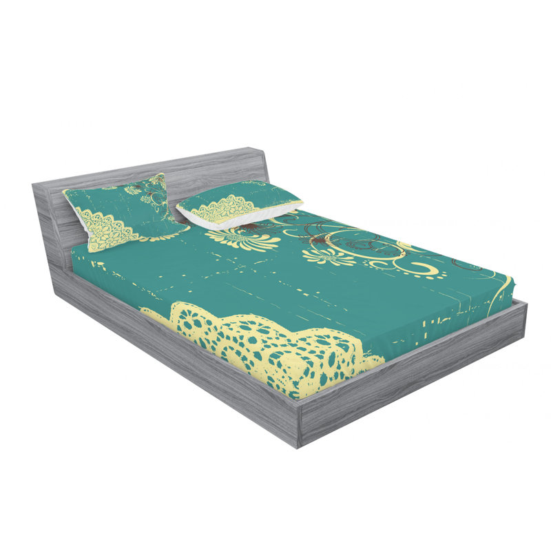 Microfiber Floral Sheet Set, Queen Sheet Set with Fitted Sheet