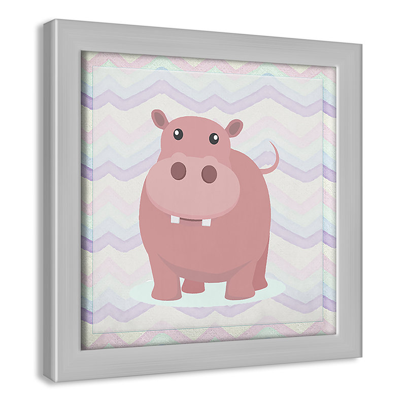 Adhésif décoratif rose Hippo Time, Encadré de boîte argent, H 8 po x l 8 po x P 1,18 po