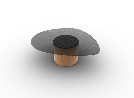 Mushroom Coffee Tables, Annealed Bronze, Canaletto Walnut