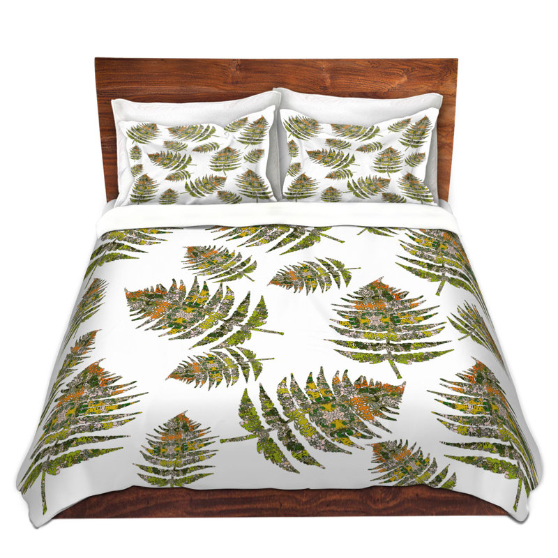 Polyester Floral Duvet Cover, 1 Twin Duvet Cover + 1 Standard Sham, Green/Orange