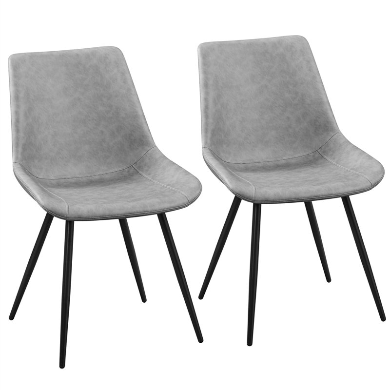 Bakhyt 18'' H Faux Leather Upholstered Side Chair, Gray/Black