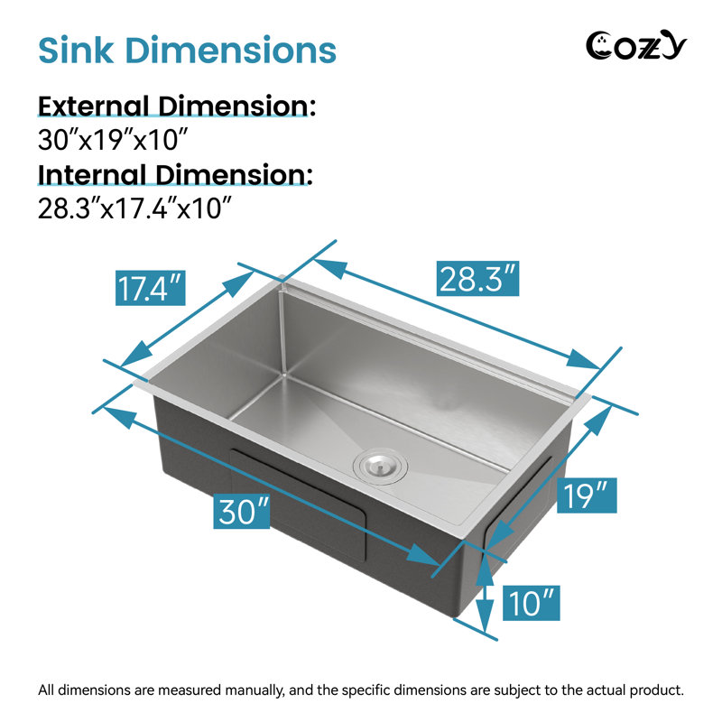 30" L Undermount Single Bowl Stainless Steel Kitchen Sink with Colander, Basket Strainer, Cutting Board, Dish Rack