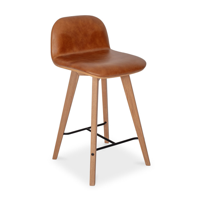 Caspian Bar Stool, Counter Stool (25.5” Seat Height), Brown Top Grain Leather