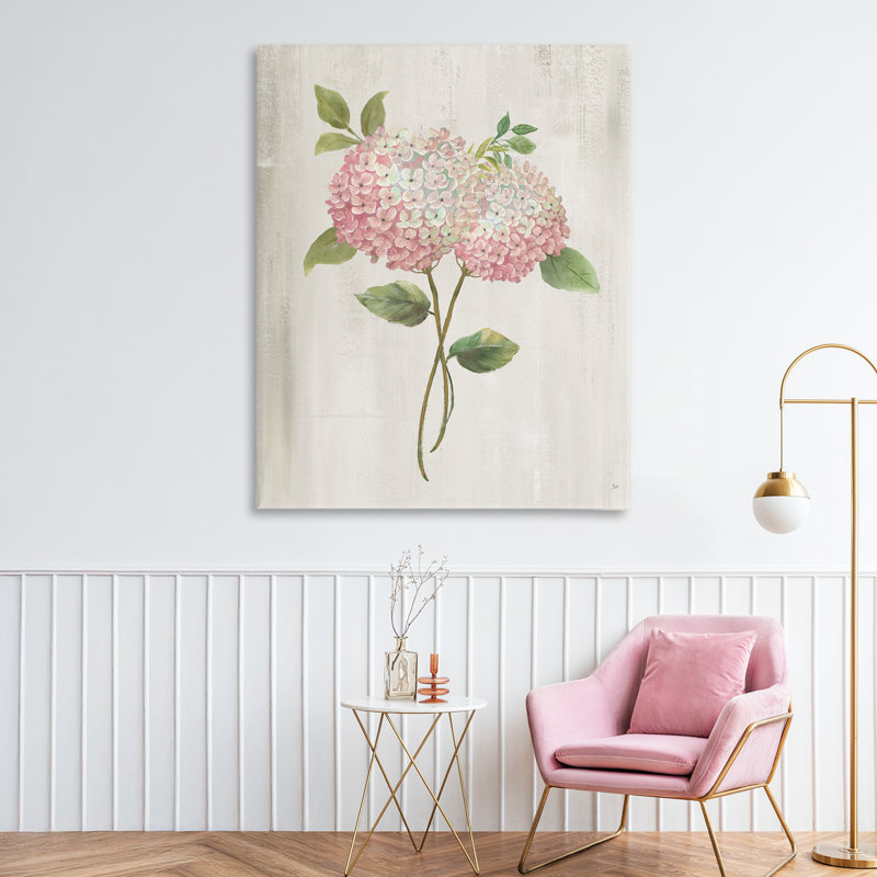 Toile d'hortensia rose rétro, design par Nan, H 48 po x l 36 po