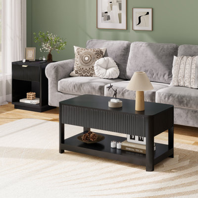 Black Modern Coffee Table, Lift Top Design with Storage, Versatile Living Room Furniture, 18.3""D x 38.5""W x 18.5""H -  Ebern Designs, 5374FB538AED4483A02EE6C05ACB9123