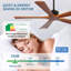 Ventilateur de plafond en bois naturel de 52 pouces avec télécommande, intérieur de style Mid-Century extérieur pour les patios et les salons