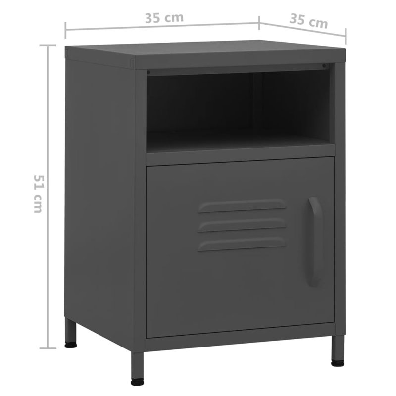Bren 35cm W Steel Bedside Table, Grey, Set of 2