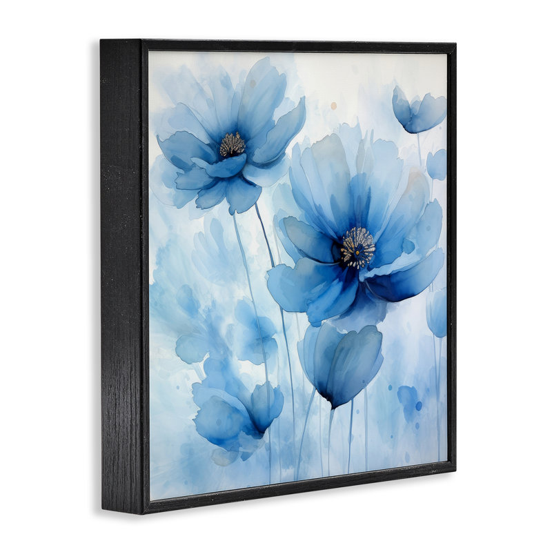  «Mystical Blue Poppies», art de la giclée encadrée par Irena Orlov, H 24 po x l 24 po, Giclée encadrée noir minuit