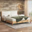 Base de lit en bois naturel avec tête de lit tapissier Cozy-129448482