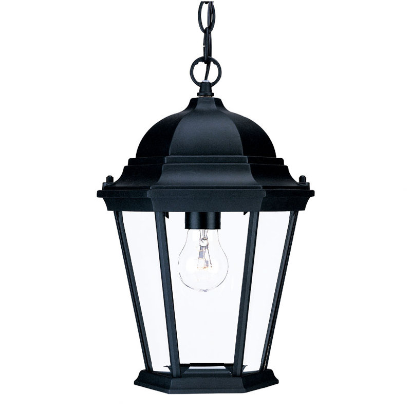 Howa Outdoor Hanging Lantern, Matte Black, Beveled