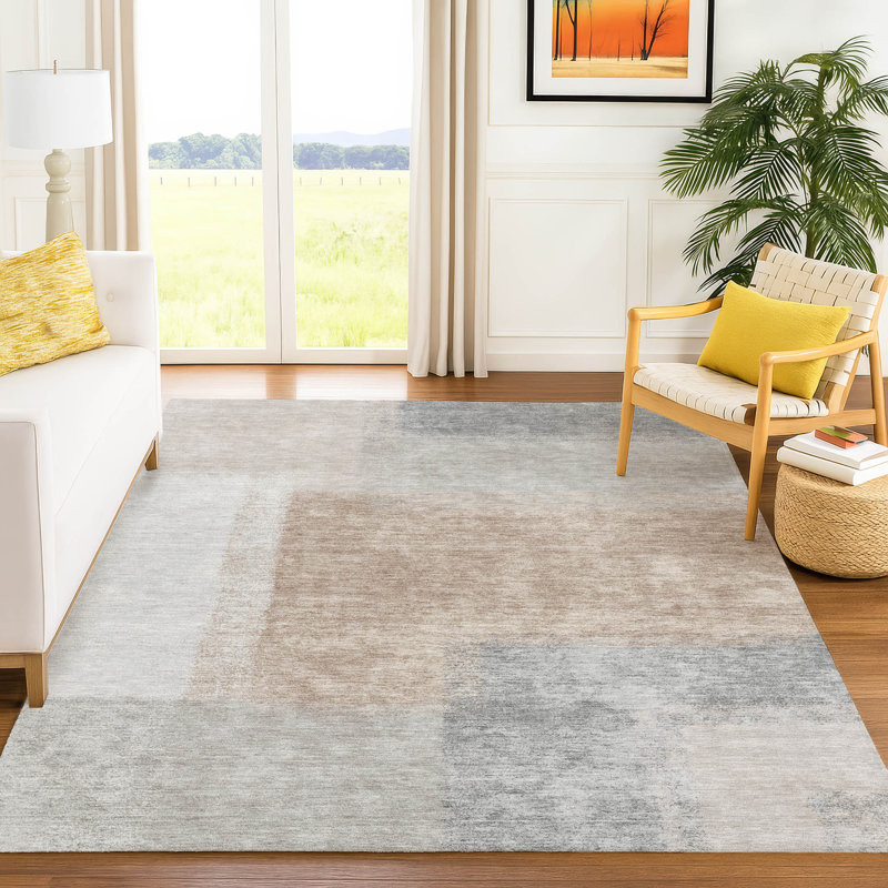 Tapis abstrait lavable à la machine intérieur / extérieur ACN2341, Rectangle 9 pi x 12 pi
