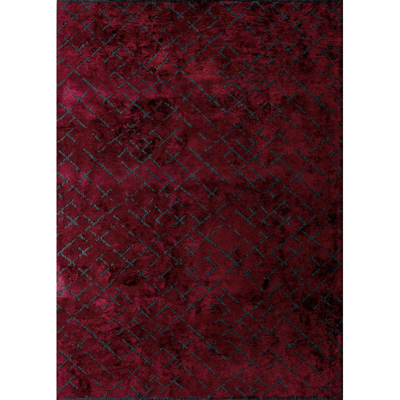 Rapture Red/Gray Luxury Area Rug, Rectangle 7'10" x 11'2"