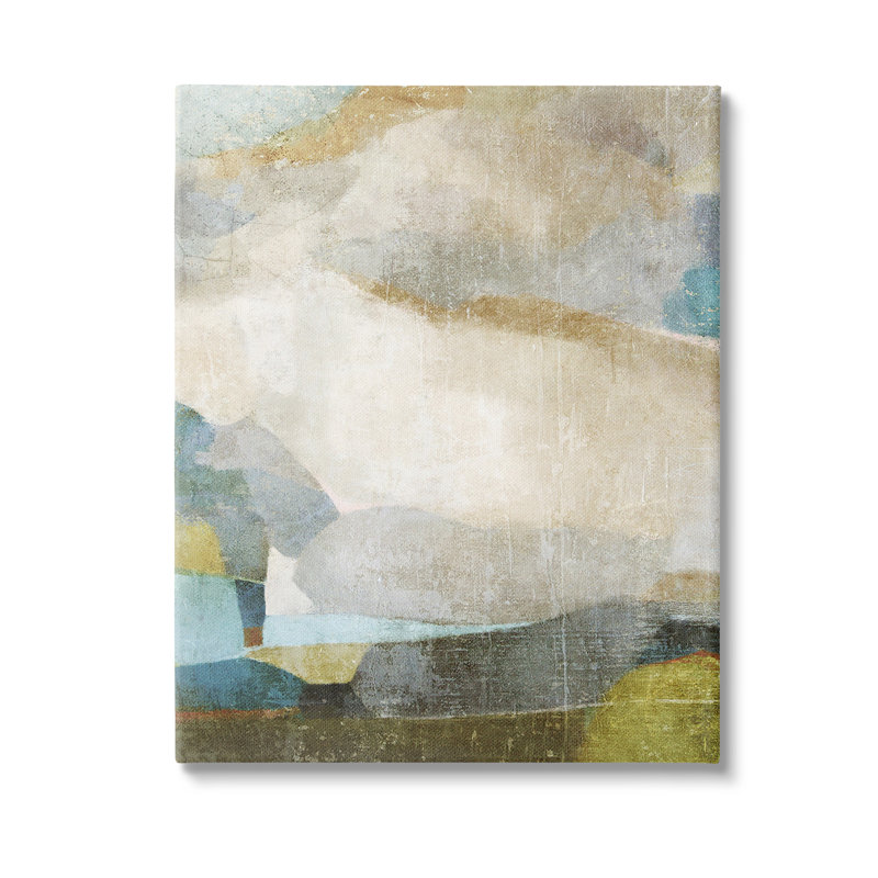 «Blue & Neutral Abstraction Single Frame Frame» sur, Giclée encadrée blanc bord de mer, H 30 po x l 24 po
