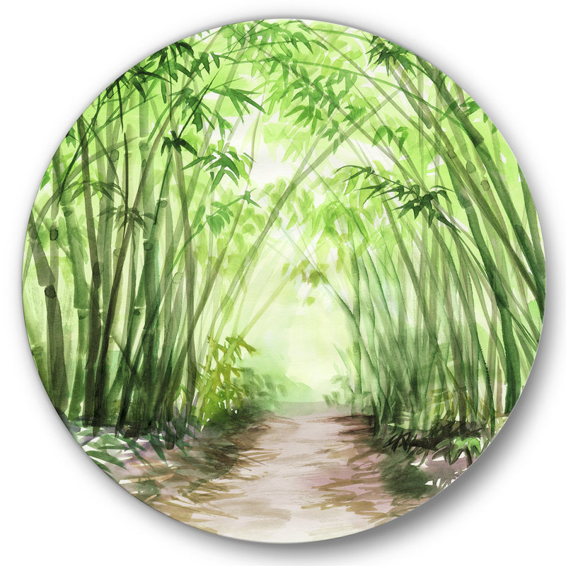 Petite route de bambou, art mural traditionnel, H 29 po x l 29 po x P 1 po