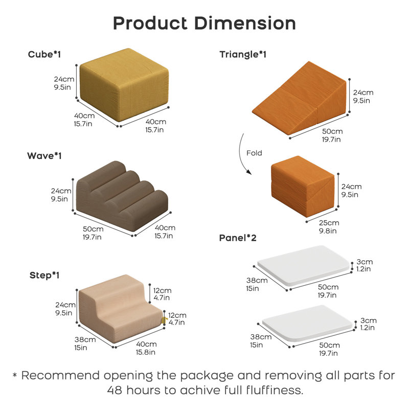 6 grimpeurs en mousse, blocs d'escalade en mousse, équipement de jeu doux, grimpeur doux pour les tout-petits, Orange