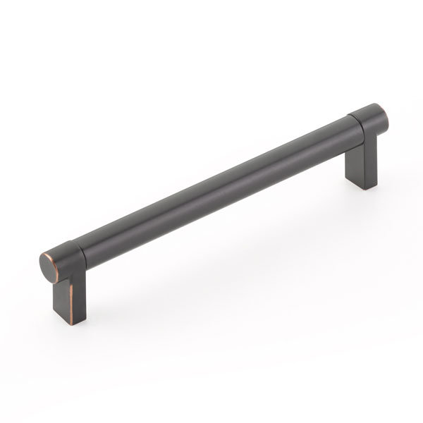Emtek Select Cabinet Pull w/ Rectangular Stem & Smooth Bar, 8" Center to Center, Oil Rubbed Bronze