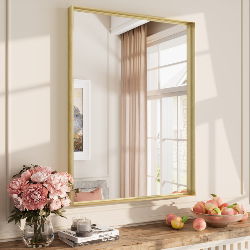 Miroir mural Aevar, 32 po x 24 po, Or brossé