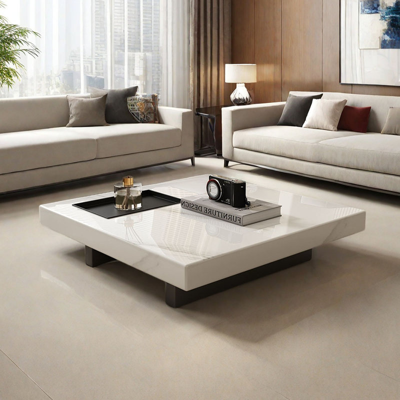 Table basse carrée moderne et simple, H 11,8 po x L 43,3 po x l 43,3 po