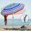 Parasol de plage 7 pi avec ancre de sable, abri de soleil portatif pour terrasse, protection UV 50+ et mât inclinable en aluminium avec sac de transport