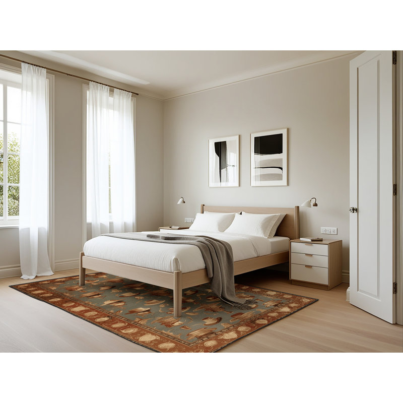 Tapis brun français lavable à la machine, Rectangle 5 pi x 7 pi