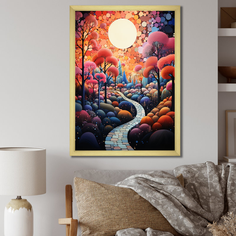 «Lulmir River Whimsical Thorugh Forest Landscape IV», reproduction, H 20 po x l 12 po x P 1 po, Encadrement doré