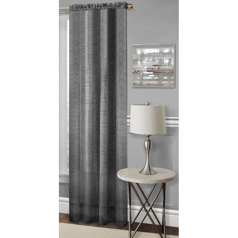Fina Semi Sheer Curtain Single Panel, 52"W x 63"L, Black