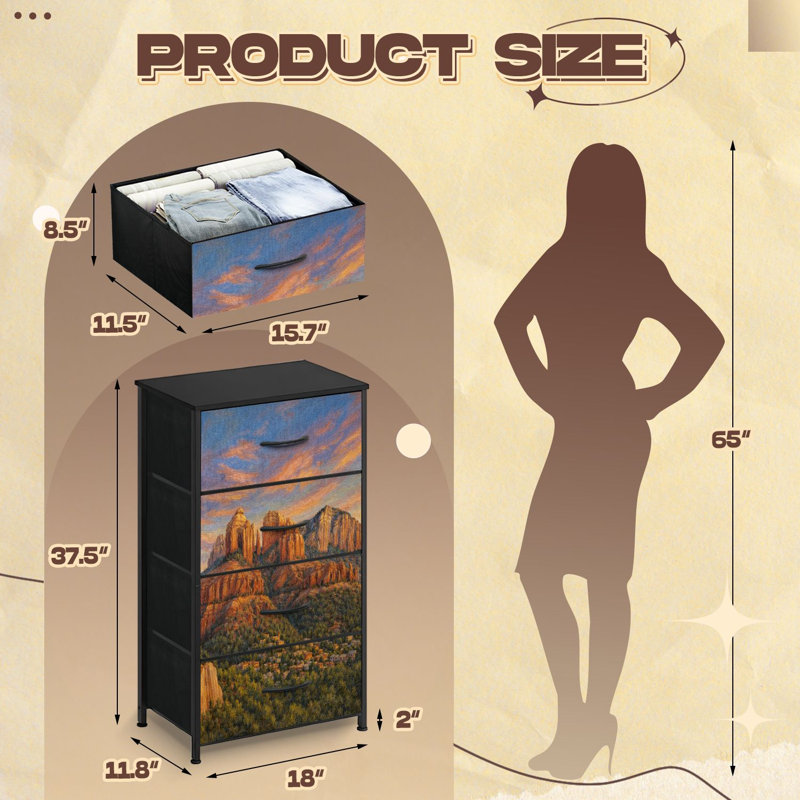 Commode pour chambre à coucher avec 4 tiroirs de rangement Sedona Arizona Commode
