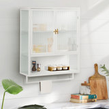 Modern Two-Door Wall Cabinet With An Open Shelf And Towel Rack