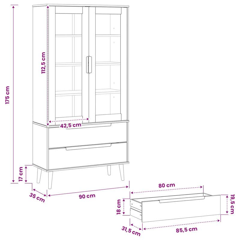 Solid Pine Wood Rectangle Accent Cabinet