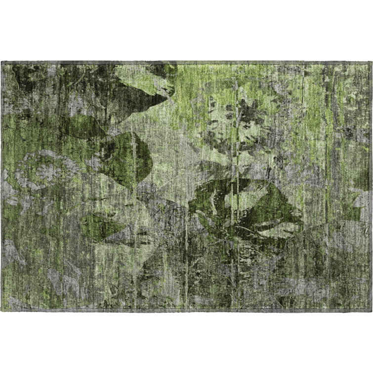 Premium Machine Washable Cerrito AMF555 Green Rug
