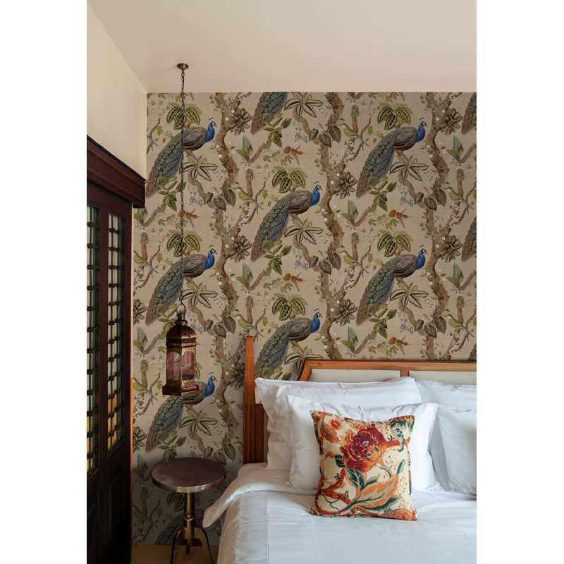 Papier peint non tissé Cassia Peacock, Beige