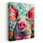 Art souriant, cochon souriant dans des fleurs-129142793