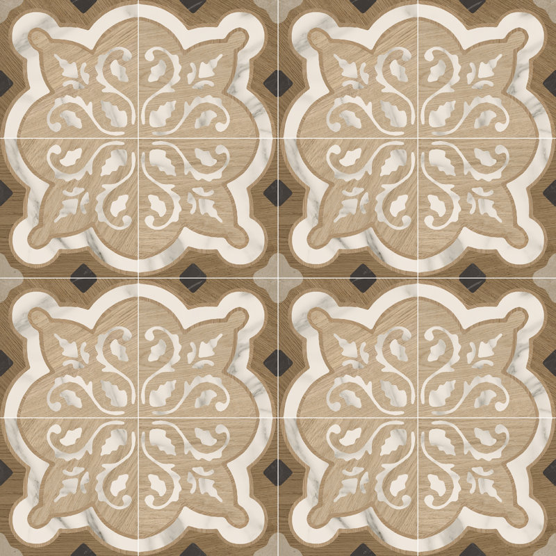 Carreau de mur et de sol à motif espagnol 8 "x 8" Intarsi Elite 05
