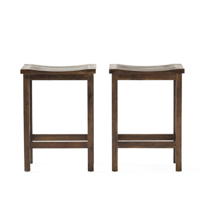 Outdoor 2 - Person Seating Counter Stools In Wood, Brown Finish, Subtly Curved Seats For Relax Outdoor, Seating, Stools, Seats, Comfort
