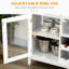 Armoire à café, blanc - 3 tiroirs, 6 porte-bouteilles, verres à pied, armoire élégante avec buffet et porte en verre pour le rangement