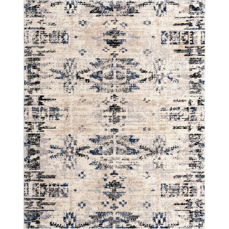 Tapis ivoire à motif géométrique Tucson, Rectangle de 5 pi x 8 pi