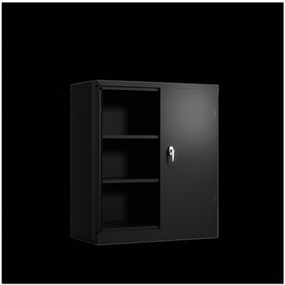 Armoire de rangement en métal avec 2 portes et 2 tablettes, armoire de rangement verrouillable en acier pour le bureau, le garage et l'entrepôt