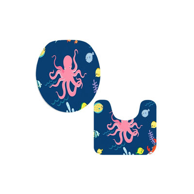 Octopus Print Bath Rug Set, 2-Piece for Bathtub