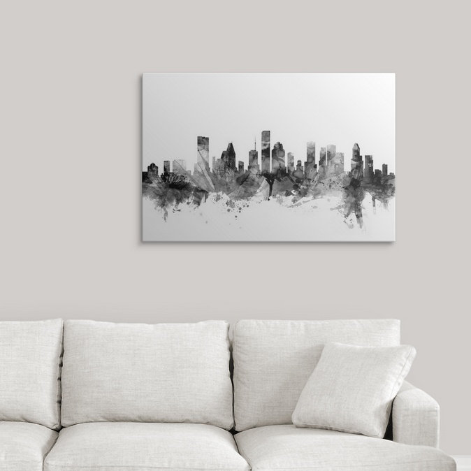 «Houston Texas Skyline» par Francy, impression, H 32 po x l 48 po x P 1,5 po, Toile