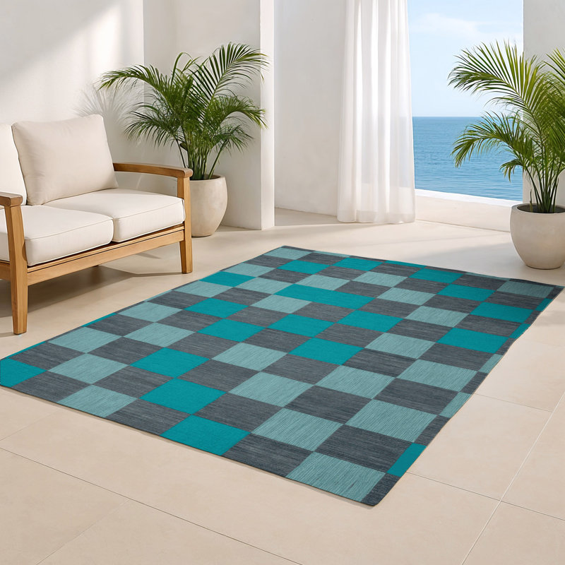 Tapis d'intérieur et d'extérieur à carreaux gris, Rectangulaire 2 pi x 3 pi