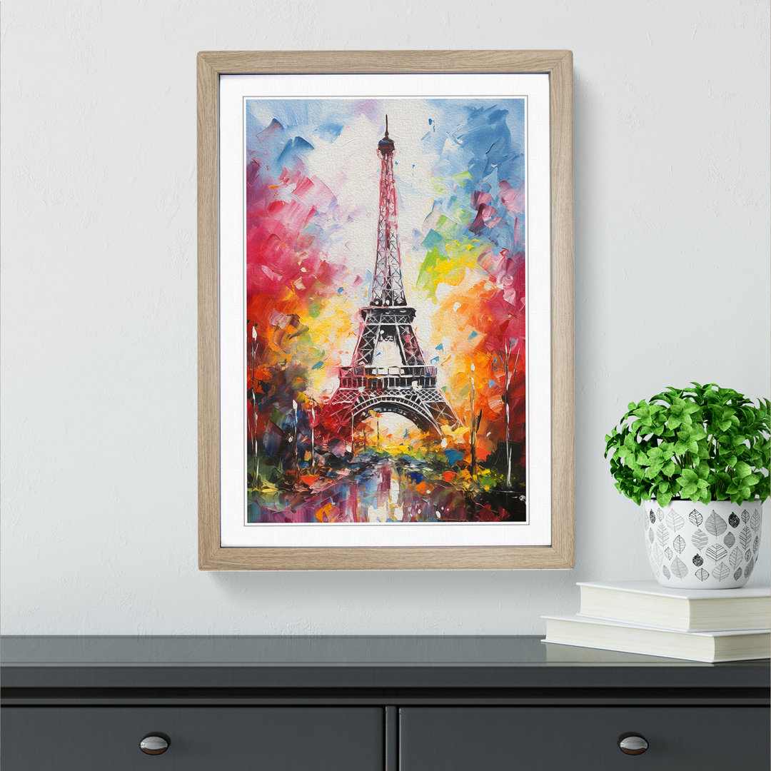Eiffel Tower Gestural No.3 - Single Picture Frame Print on Wood