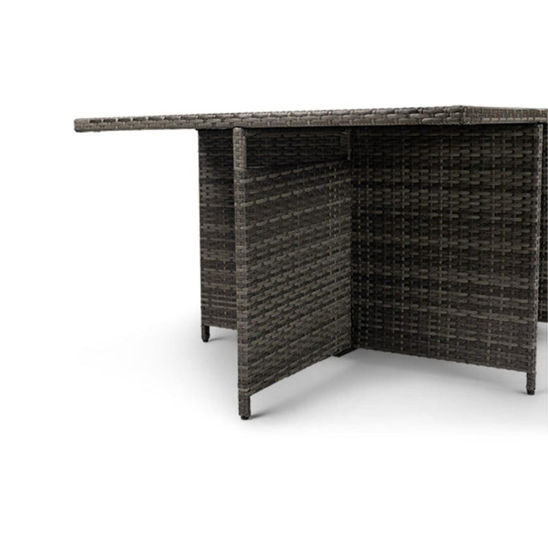 10 Seater Rattan Cube Outdoor Dining Set - Weave Polywood Top, Grey